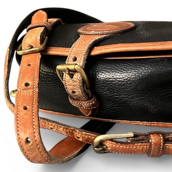 Dooney & Bourke Black Tan All Weather Pebbled Leather Crossbody Saddle Bag USA - Picture 11 of 16